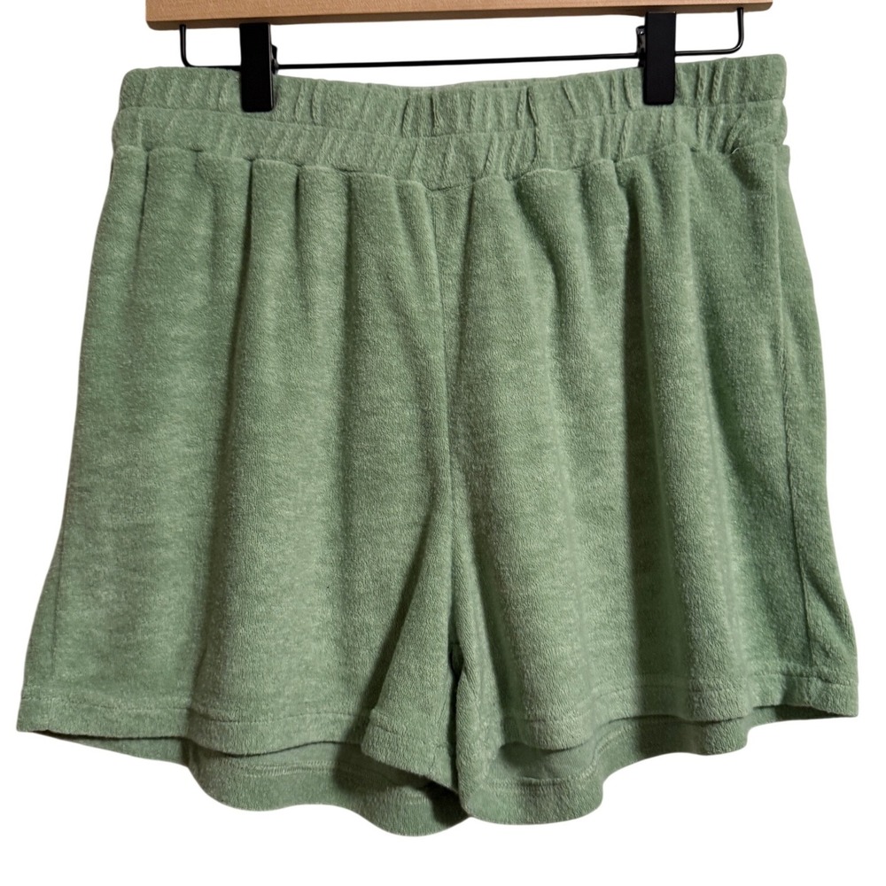 Urban Threads Womens Sage Green Terry Cloth Lounge Shorts Size 14